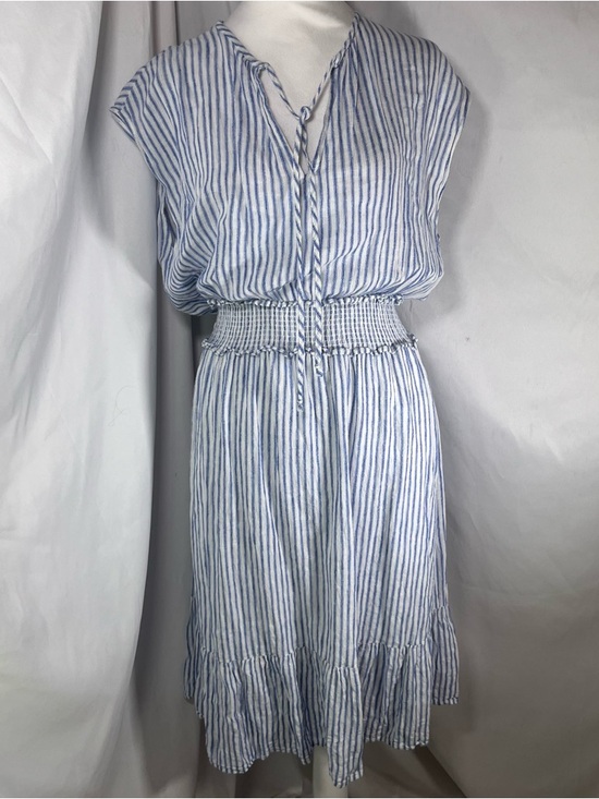 Rails Ashlyn Fremont Stripe Cap Sleeve Tiered Midi Dress Blue/White Size Med - Picture 2 of 11